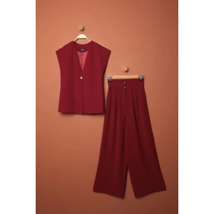 Poliviskon Kumaş Kadın Pantolon-Bordo