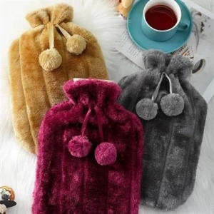 TUFEYO 2 Litre Ponponlu Peluş Sıcak Su Torbası 1.Sınıf Kauçuk Malzeme