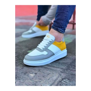 WG011 Beyaz Sarı Erkek Casual Ayakkabı