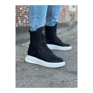 WG012 Siyah Cilt Uzun Bağcıklı  Bot