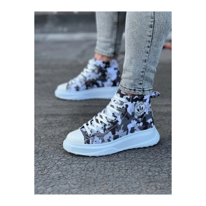 WG017 Beyaz Askeri Yarım Bilek Casual Ayakkabı