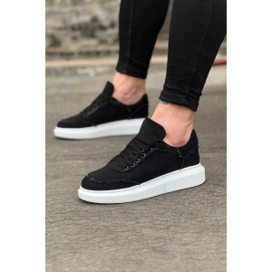 WG018 Siyah Kot Kumaş Erkek Casual Ayakkabı