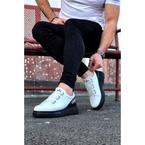WG029 3 Bant Legend Beyaz Kömür Kalın Taban Casual Erkek Ayakkabı