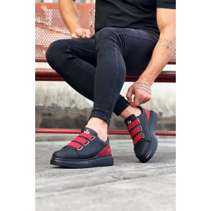 WG029 3 Bant Legend Kömür Kırmızı Kalın Taban Casual Erkek Ayakkabı