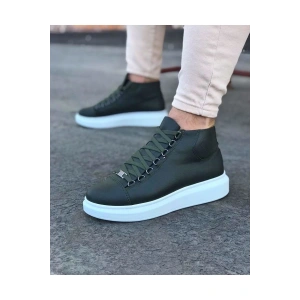 WG032 Haki Bağcıklı Sneakers  Yarım Bilek Bot