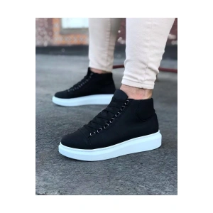 WG032 Siyah Bağcıklı Sneakers  Yarım Bilek Bot
