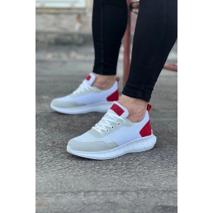 WG063 Beyaz Kırmızı Triko Erkek Spor Ayakkabı