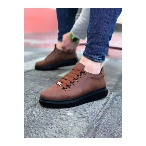 WG08 Taba Kömür Düz Erkek Casual Ayakkabı