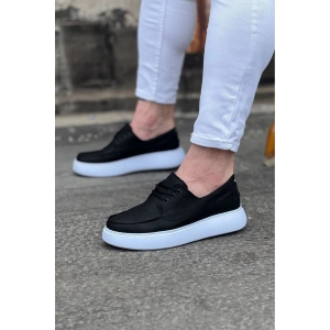 WG508 Siyah Cilt Ortopedik Taban Erkek Casual Ayakkabı