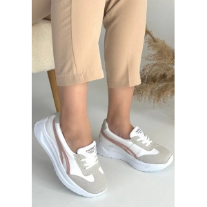 Zitta Beyaz Cilt Pudra Detaylı Spor Ayakkabı