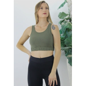 Beli Lastikli Crop Haki - Lks2907.022