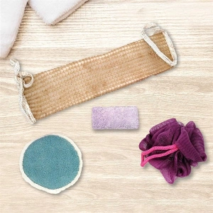 TUFEYO 4 Parçalı Banyo Duş Lifi Seti Vücut Sırt Yüz Lifi Ponza Taşı
