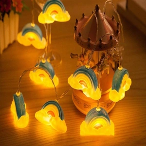 TUFEYO Dekoratif Şirin Gökkuşağı Pilli İp Şerit Led Işık Gece Lambası