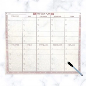 TUFEYO Şeffaf Kendiliğinden Yapışkanlı Kalemli Haftalık Planlayıcı 40cm-50cm