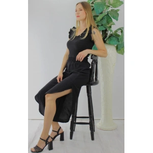 Fırfırlı Kolsuz Bluz Siyah - 1290.30