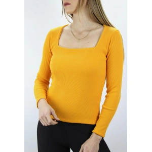 Kare Yaka Bluz Hardal - 121.345