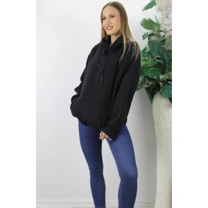 Üç İplik Kapşonlu Sweat Siyah - 2410.2022