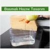 TUFEYO İkisi Bir Arada  Basmalı Pratik Sıvı Sabunluk Pompası ve Bulaşık Yıkama Süngeri Haznesi