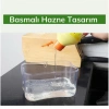 TUFEYO İkisi Bir Arada  Basmalı Pratik Sıvı Sabunluk Pompası ve Bulaşık Yıkama Süngeri Haznesi