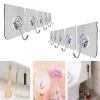 TUFEYO Süper Güçlü Yapışkanlı Suya Dayanıklı Şeffaf Askı 5li Set Yeniden Kullanılabilir Kancalar