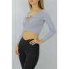 Gitilli Dekolteli Bluz Gri - 98797