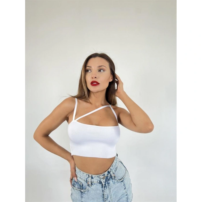 3808 TRİKO İNCE CAPRAZ ASKILI ATLET-BEYAZ