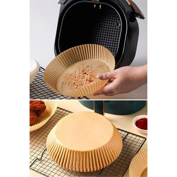50 Adet Air Fryer Pişirme Kağıdı Tek Kullanımlık Hava Fritöz Yağ Geçirmez Yapışmaz Tabak Model