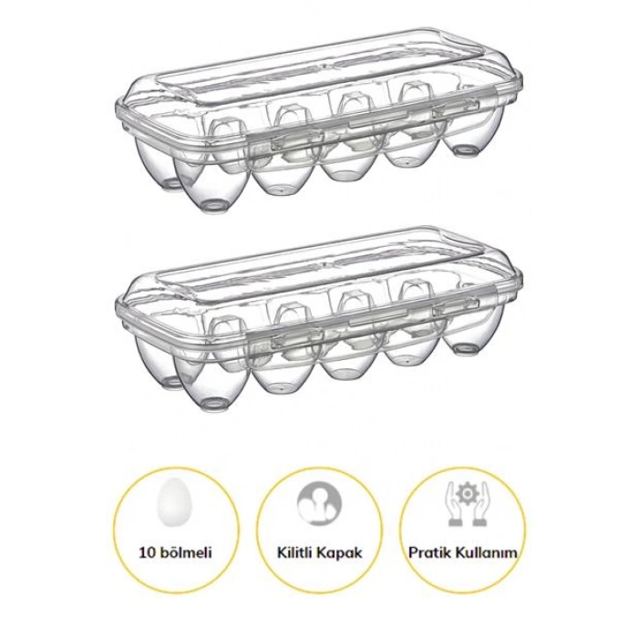 TUFEYO 10 Bölmeli Kilitli Kapaklı Yumurtalık Saklama Kutusu YU110