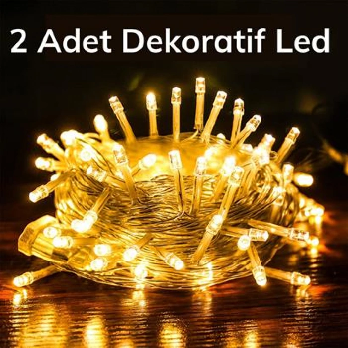 TUFEYO 10 Metre 100 Ledli 8 Fonksiyonlu Dekoratif Lambader Sarı Lamba