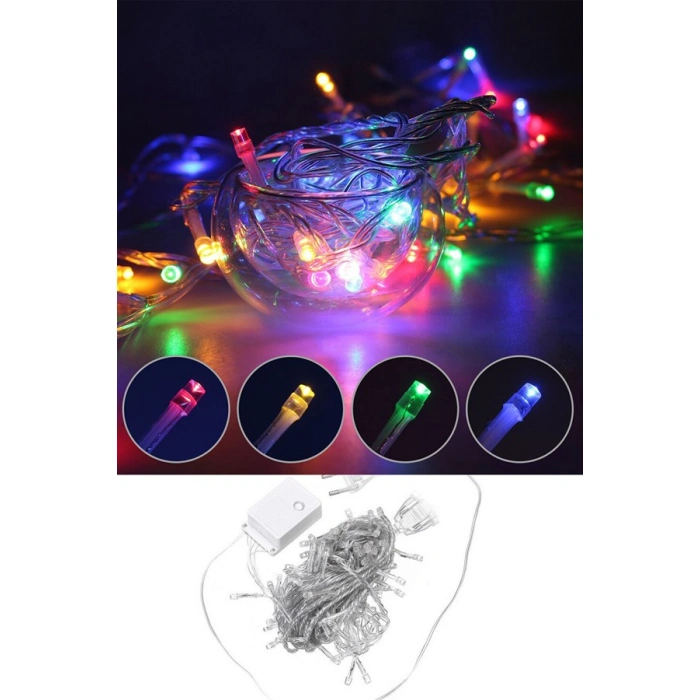 TUFEYO 10 Metre 100 Ledli 8 Fonksiyonlu Karışık Renkli RGB Led Lamba