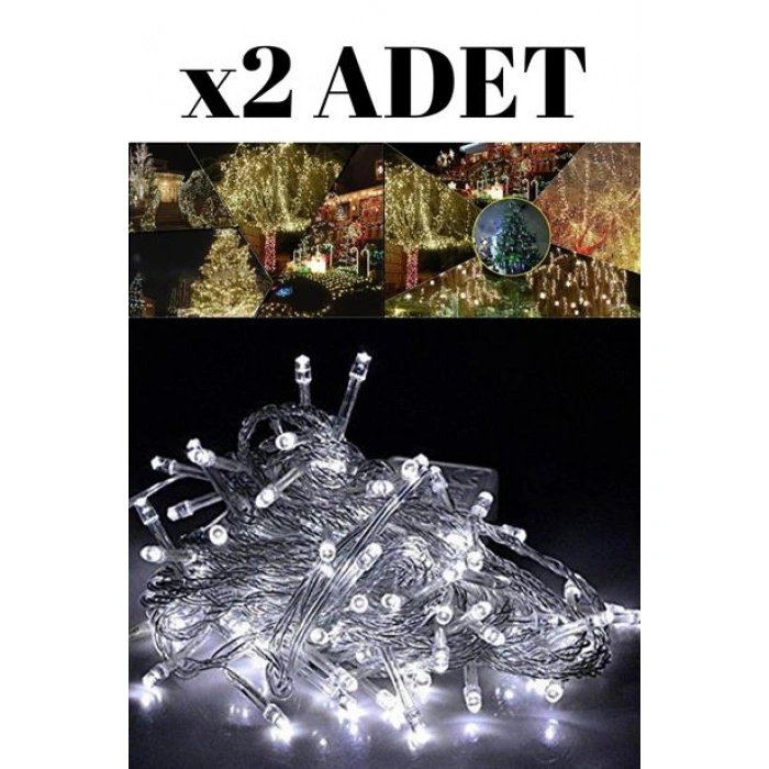 TUFEYO 100 Ledli 8 Fonksiyonlu 10 Metre Led Aydınlatma Dekor Lambası (beyaz)