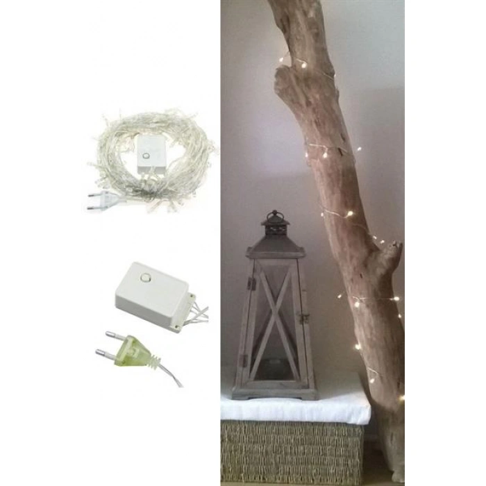 TUFEYO 100 Ledli 8 Fonksiyonlu 10 Metre Led Aydınlatma Dekor Lambası (beyaz)