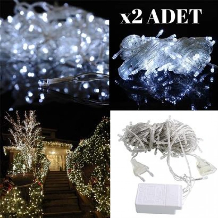 TUFEYO 100 Ledli 8 Fonksiyonlu 10 Metre Led Aydınlatma Dekor Lambası (beyaz)