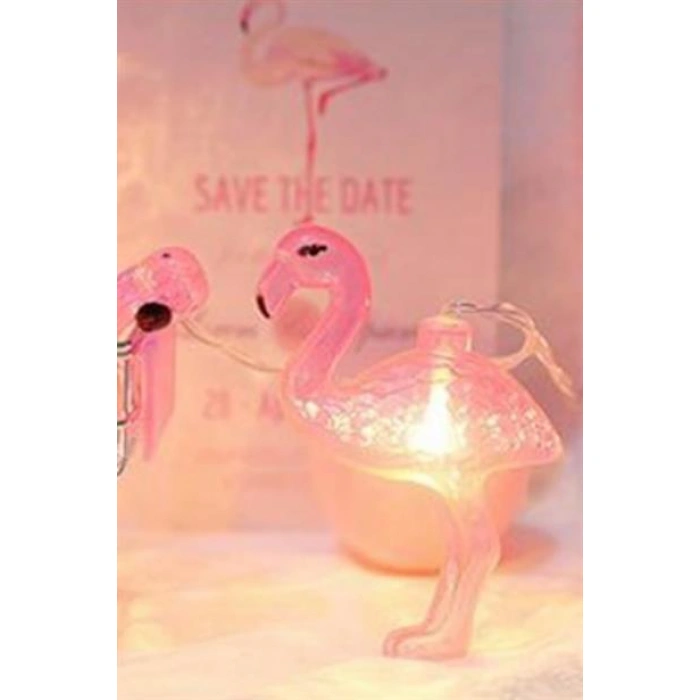 TUFEYO 10lu Pilli Led Flamingo Dekoratif Işık Zinciri Aydınlatma 1,5 Mt