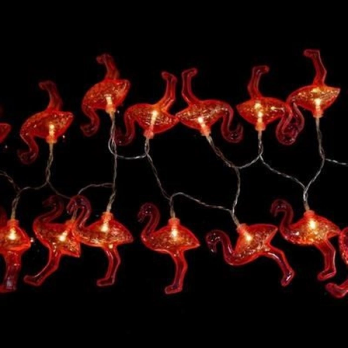 TUFEYO 10lu Pilli Led Flamingo Dekoratif Işık Zinciri Aydınlatma 1,5 Mt