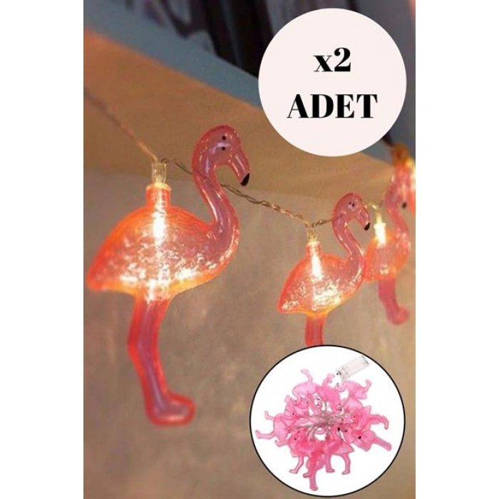TUFEYO 10lu Pilli Led Flamingo Dekoratif Işık Zinciri Aydınlatma 1,5 Mt