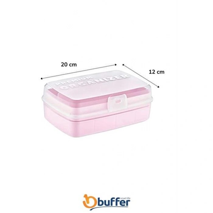 TUFEYO 12 Bölmeli Çok Amaçlı Takı Toka Kutusu Dikiş Kutusu Kapaklı Organizer Kutusu Bölmeli Kutu