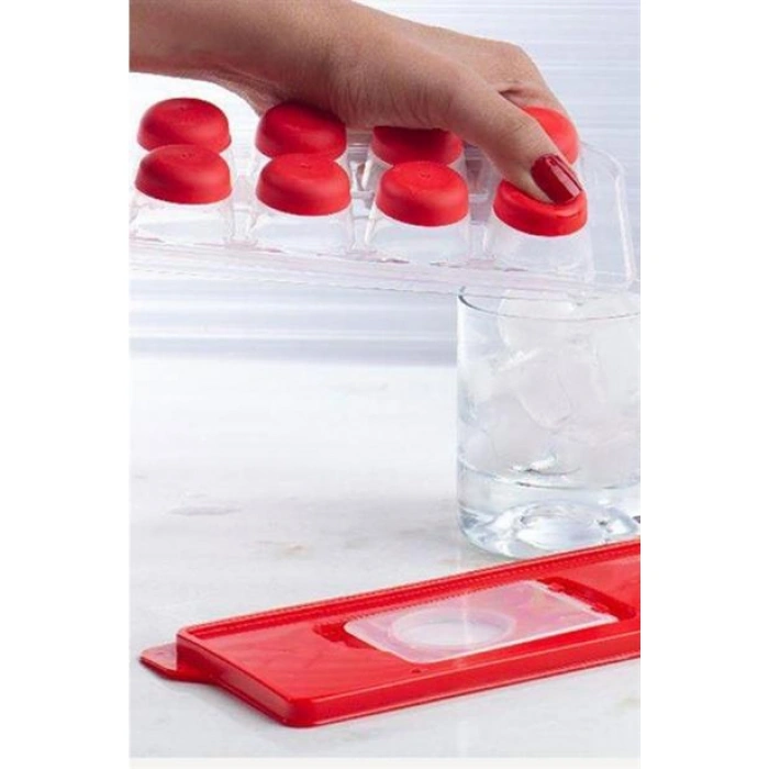 TUFEYO 12li Kapaklı Yapışmaz Silikon Tabanlı Plastik Küp Buz Kalıbı