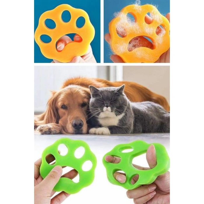 TUFEYO 2 Adet Evcil Hayvanlar ve Çamaşır Makinesi İçin Pati Şekilli Renkli Tüy Temizleme Aparatı