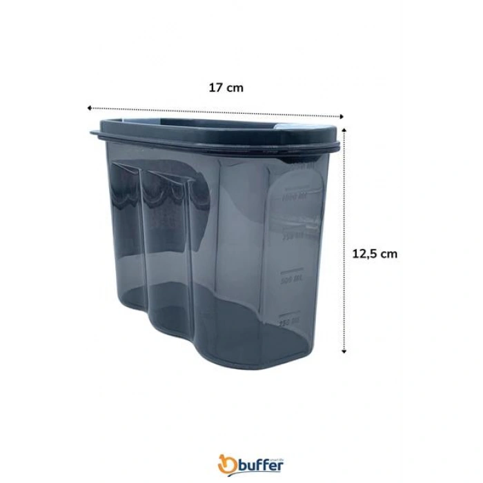 TUFEYO 2 Kapaklı Ölçekli Erzak Saklama Kabı - 1,2 Litre - SA930