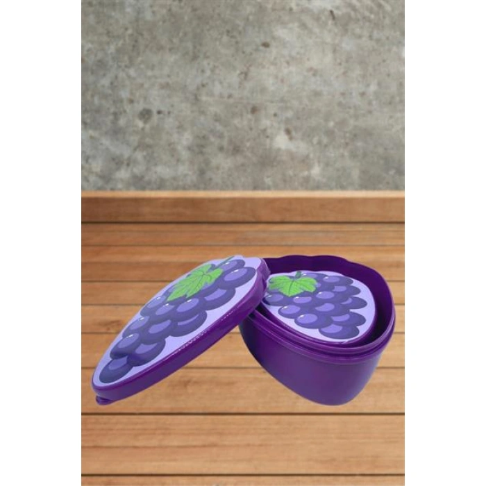 TUFEYO 2li İç İçe Geçebilen Üzüm Model Saklama ve Beslenme Kabı Seti (550 ml + 250 ml)