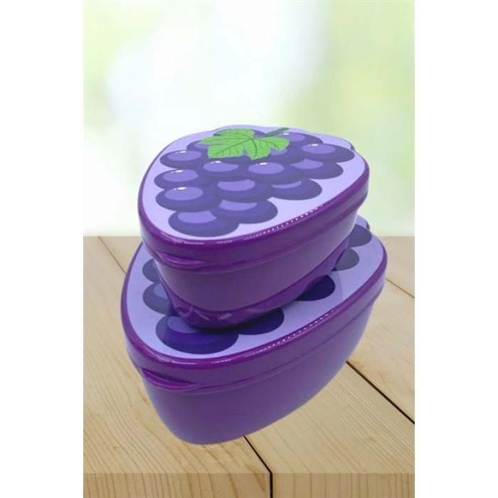 TUFEYO 2li İç İçe Geçebilen Üzüm Model Saklama ve Beslenme Kabı Seti (550 ml + 250 ml)