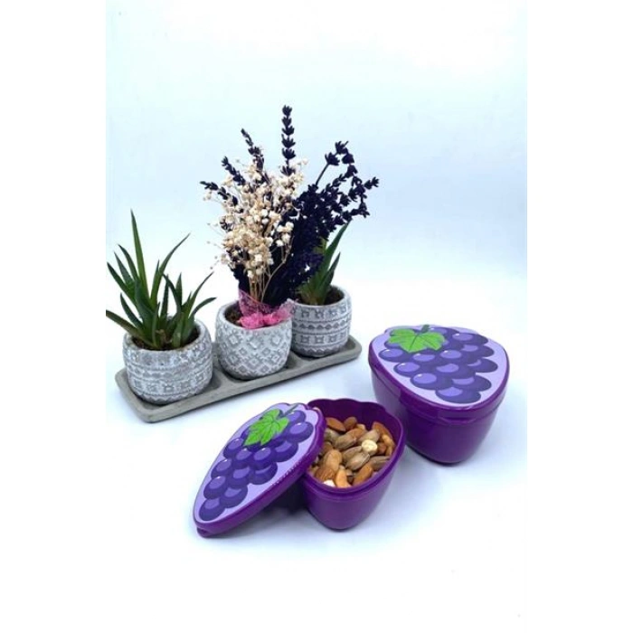 TUFEYO 2li İç İçe Geçebilen Üzüm Model Saklama ve Beslenme Kabı Seti (550 ml + 250 ml)