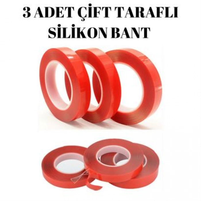 TUFEYO 2 Metre Güçlü Yapışkanlı Çift Taraflı Slikon Pratik Şeffaf Bant