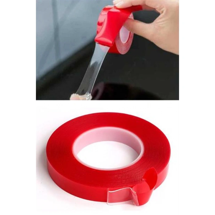 TUFEYO 2 Metre Güçlü Yapışkanlı Çift Taraflı Slikon Pratik Şeffaf Bant