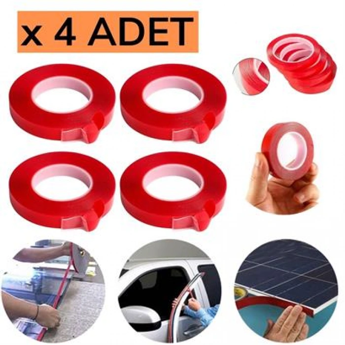 TUFEYO 2 Metre Güçlü Yapışkanlı Çift Taraflı Slikon Pratik Şeffaf Bant