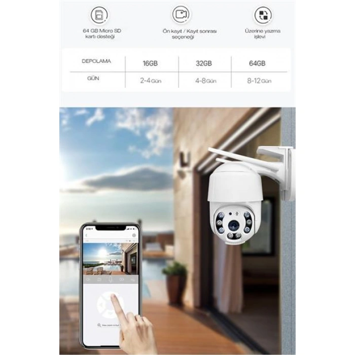 TUFEYO 20 MP HD Lens İç Dış Mekan Suya Danıklı IP Wifi Network Güvenlik Kamerası Wifi Kamera