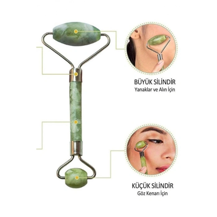 TUFEYO 2li Set Çift Taraflı Cilt Temizleme Fırçası ve Yeşim Taşı Çift Taraflı Cilt Masaj Aleti