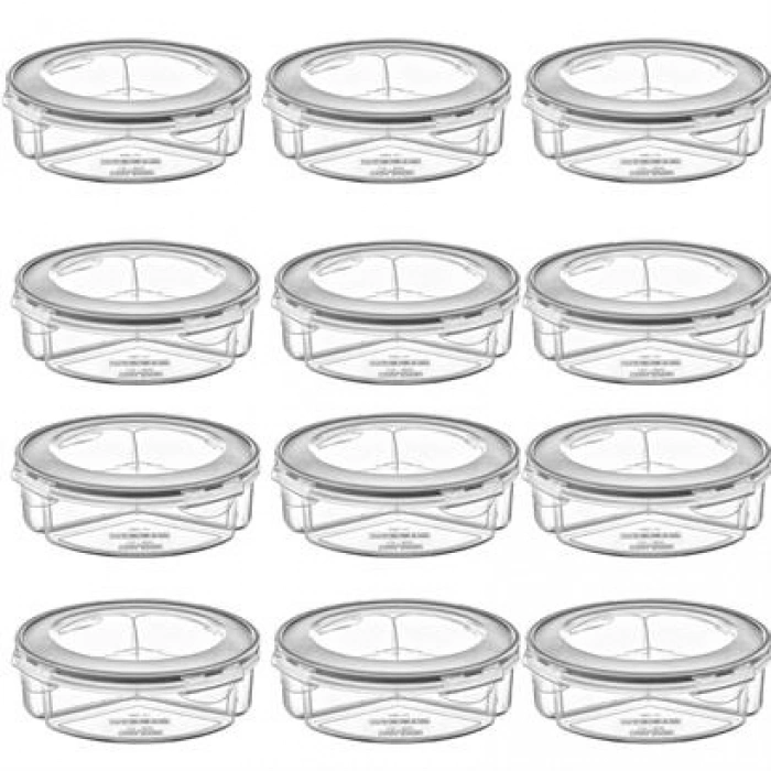 TUFEYO 3 Bölmeli Sızdırmaz Contalı Kilitli Kapaklı 1,35 Litre yuvarlak Erzak Saklama Kabı LC-500