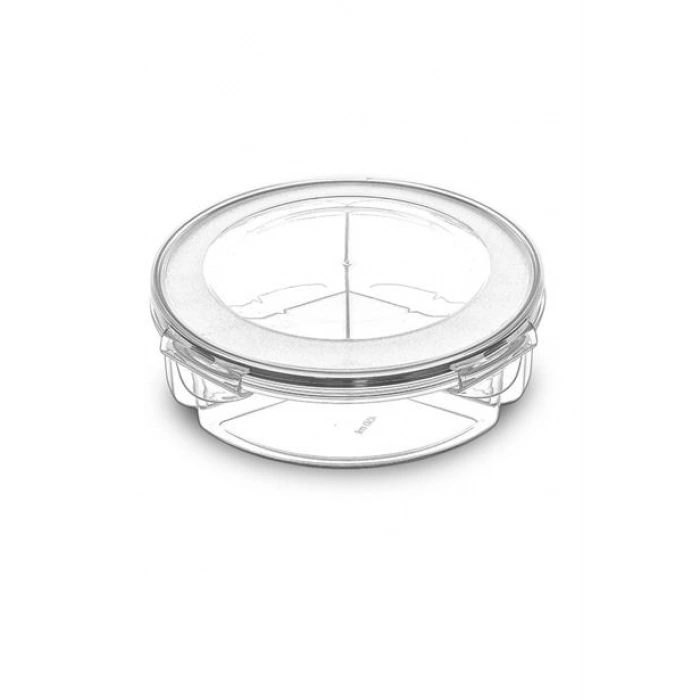 TUFEYO 3 Bölmeli Sızdırmaz Contalı Kilitli Kapaklı 1,35 Litre yuvarlak Erzak Saklama Kabı LC-500